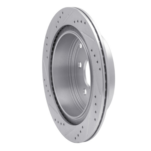 R1 03-24 Infiniti FX45 Rear Right Drilled & Slotted Silver Brake Rotor