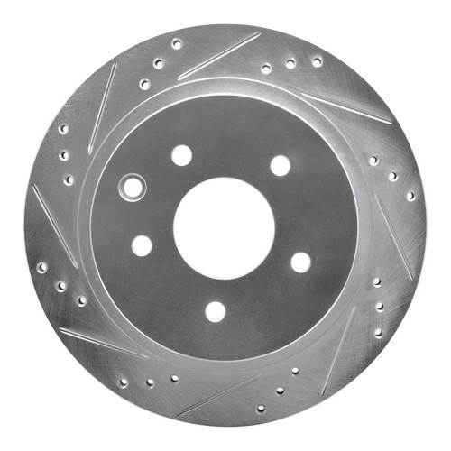 R1 02-25 Infiniti G35 Rear Left Drilled & Slotted Silver Brake Rotor