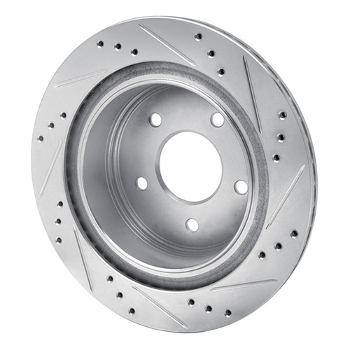 R1 02-25 Infiniti G35 Rear Left Drilled & Slotted Silver Brake Rotor