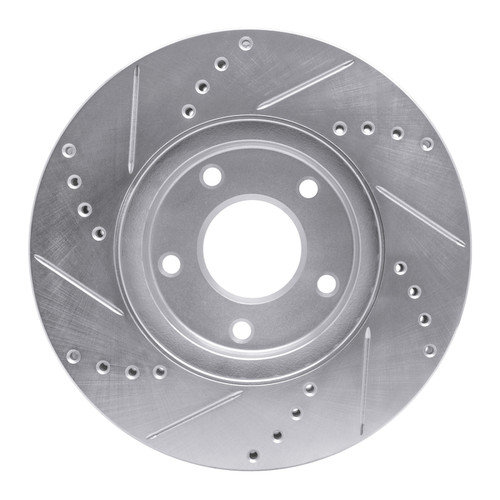 R1 02-17 Infiniti Q45 Front Right Drilled & Slotted Silver Brake Rotor
