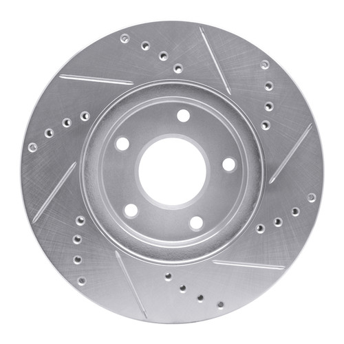 R1 02-17 Infiniti Q45 Front Left Drilled & Slotted Silver Brake Rotor