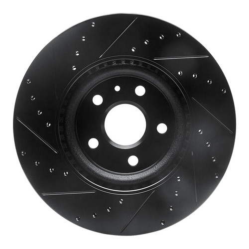 R1 08-17 Cadillac CTS Front Right Drilled & Slotted Black Brake Rotor