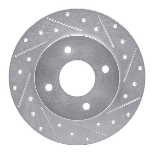 R1 04-06 Nissan Sentra Rear Right Drilled & Slotted Silver Brake Rotor