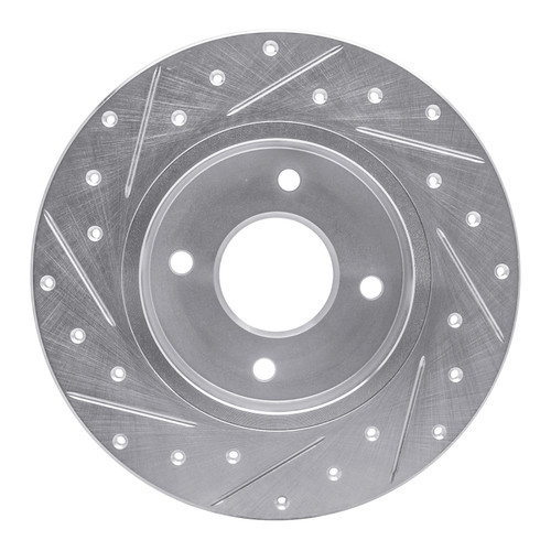 R1 04-06 Nissan Sentra Rear Right Drilled & Slotted Silver Brake Rotor