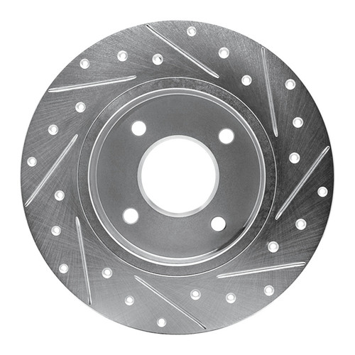 R1 04-06 Nissan Sentra Rear Left Drilled & Slotted Silver Brake Rotor