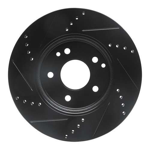 R1 96-15 Mercedes-Benz C280 Front Right Drilled & Slotted Black Brake Rotor