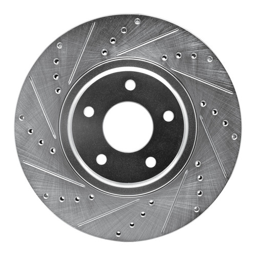 R1 03-05 Nissan Murano Front Left Drilled & Slotted Silver Brake Rotor