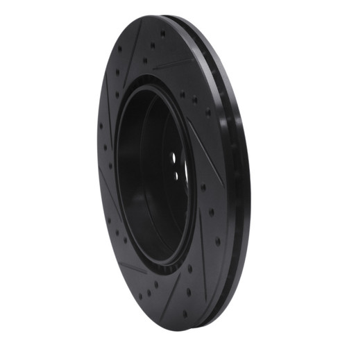 R1 98-09 Chrysler Crossfire Rear Right Drilled & Slotted Black Brake Rotor