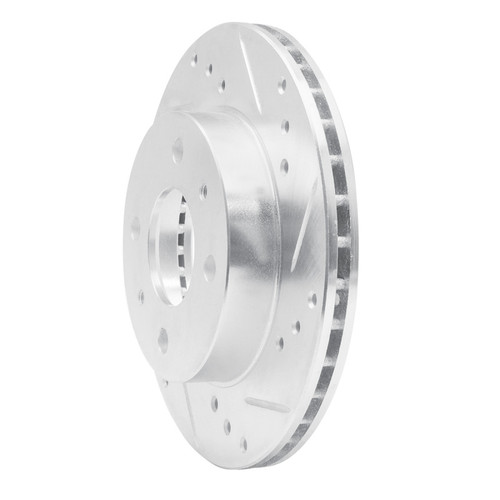 R1 95-00 Nissan 200SX Front Right Drilled & Slotted Silver Brake Rotor