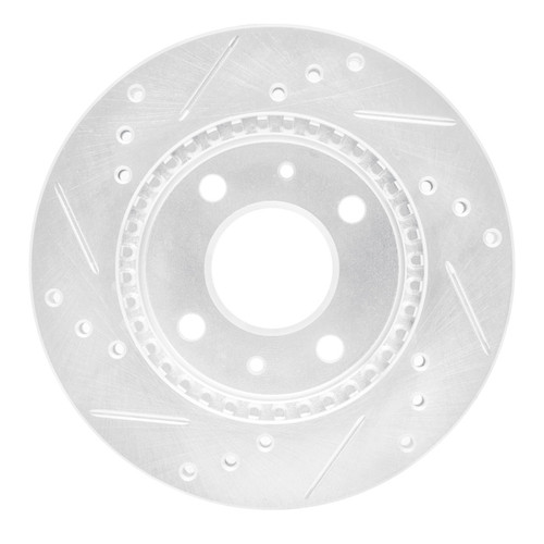 R1 95-00 Nissan 200SX Front Right Drilled & Slotted Silver Brake Rotor