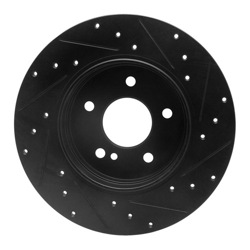 R1 98-03 Mercedes-Benz E320 Rear Left Drilled & Slotted Black Brake Rotor