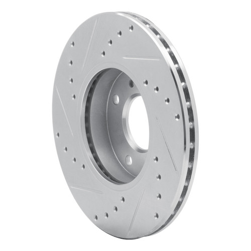 R1 93-06 Infiniti G20 Front Right Drilled & Slotted Silver Brake Rotor