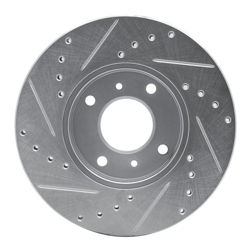 R1 93-06 Infiniti G20 Front Right Drilled & Slotted Silver Brake Rotor