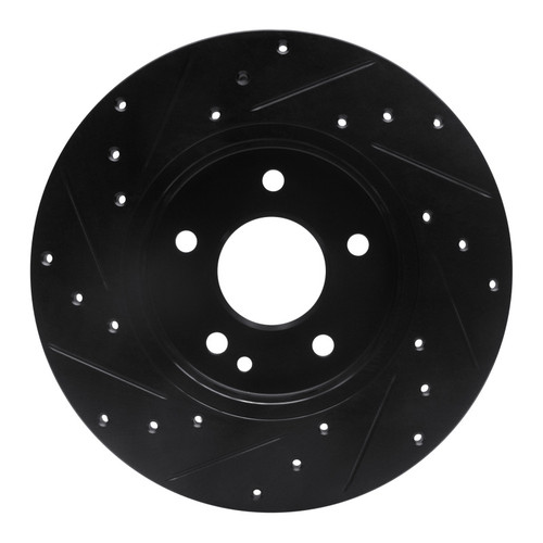 R1 97-98 Mercedes-Benz C230 Front Right Drilled & Slotted Black Brake Rotor