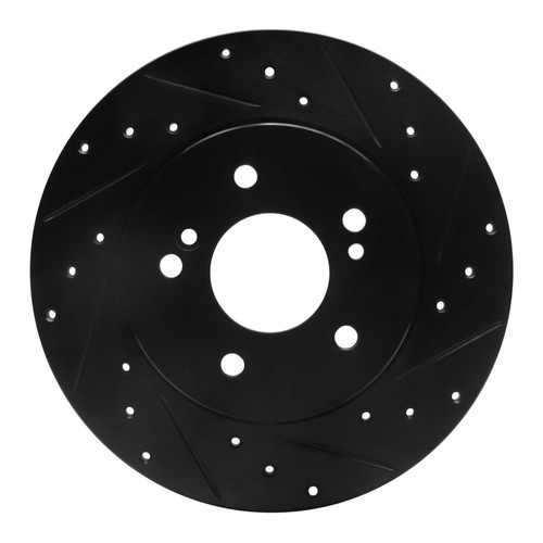 R1 96-98 Mercedes-Benz SL320 Rear Right Drilled & Slotted Black Brake Rotor