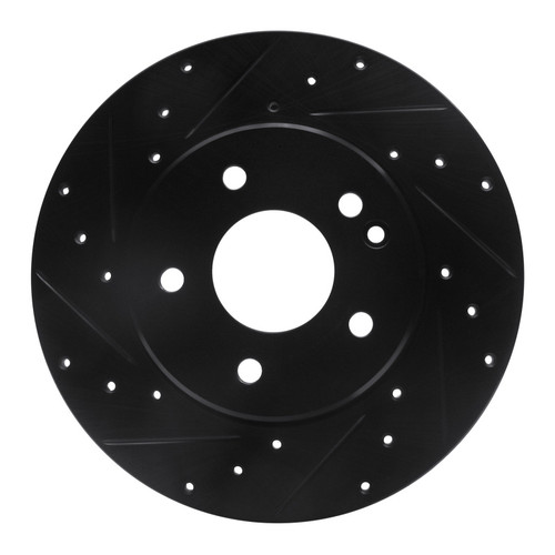 R1 97-98 Mercedes-Benz C230 Front Left Drilled & Slotted Black Brake Rotor