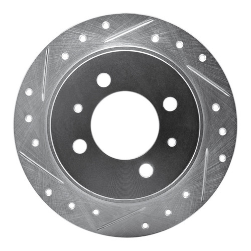 R1 91-06 Nissan Sentra Rear Left Drilled & Slotted Silver Brake Rotor