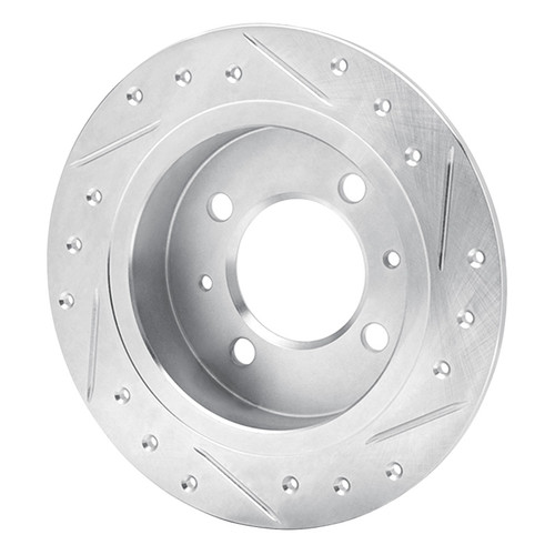 R1 91-06 Nissan Sentra Rear Left Drilled & Slotted Silver Brake Rotor