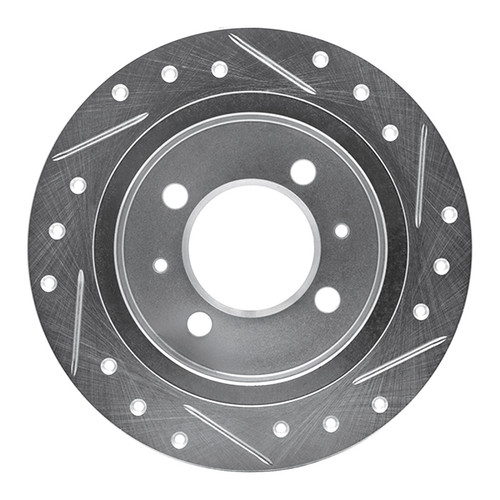 R1 91-06 Nissan Sentra Rear Left Drilled & Slotted Silver Brake Rotor