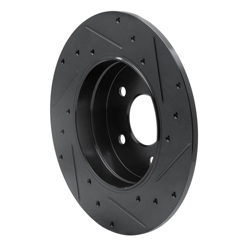 R1 94-11 Mercedes-Benz C280 Rear Left Drilled & Slotted Black Brake Rotor