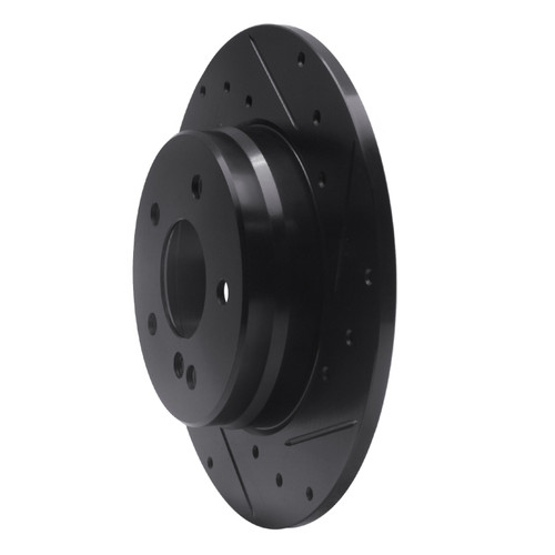 R1 94-11 Mercedes-Benz CLK350 Rear Right Drilled & Slotted Black Brake Rotor