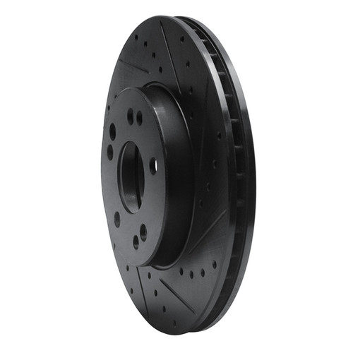 R1 90-95 Mercedes-Benz 300CE Front Right Drilled & Slotted Black Brake Rotor