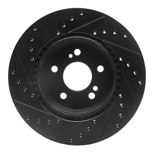 R1 93-02 Mercedes-Benz SL600 Rear Right Drilled & Slotted Black Brake Rotor