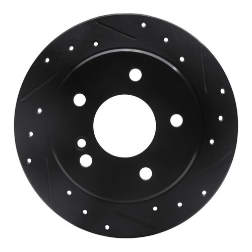 R1 94-98 Mercedes-Benz C220 Rear Right Drilled & Slotted Black Brake Rotor