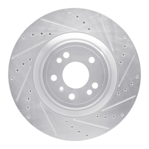 R1 13-19 Mercedes-Benz GL350 Front Right Drilled & Slotted Silver Brake Rotor