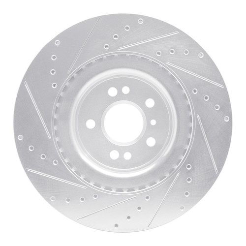 R1 13-19 Mercedes-Benz GL350 Front Right Drilled & Slotted Silver Brake Rotor