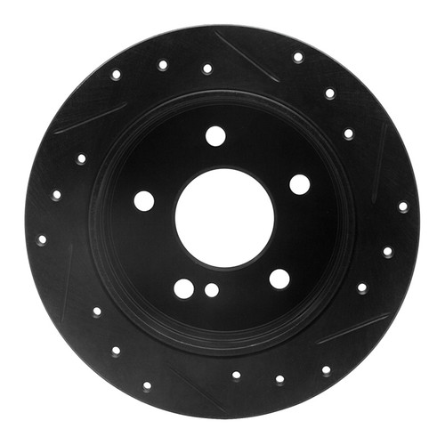 R1 94-98 Mercedes-Benz C280 Rear Left Drilled & Slotted Black Brake Rotor