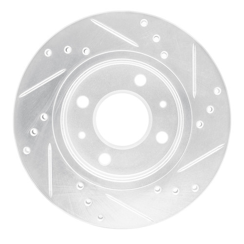 R1 86-17 Nissan NX Front Left Drilled & Slotted Silver Brake Rotor