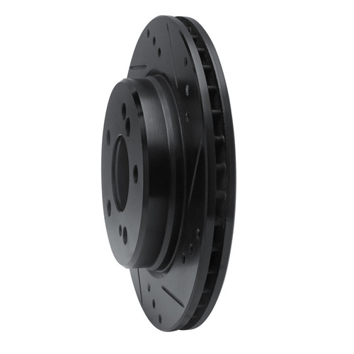 R1 92-94 Mercedes-Benz 500E Rear Right Drilled & Slotted Black Brake Rotor