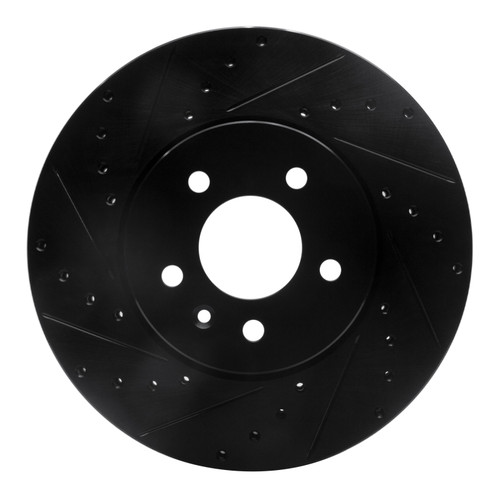 R1 13-25 Cadillac CT4 Front Left Drilled & Slotted Black Brake Rotor