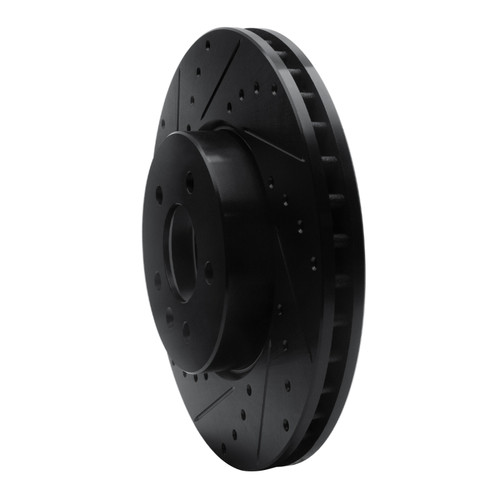 R1 13-25 Cadillac CT4 Front Left Drilled & Slotted Black Brake Rotor