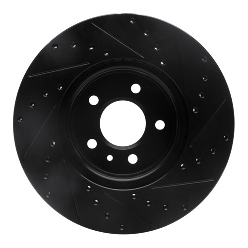 R1 13-25 Cadillac CT4 Front Left Drilled & Slotted Black Brake Rotor