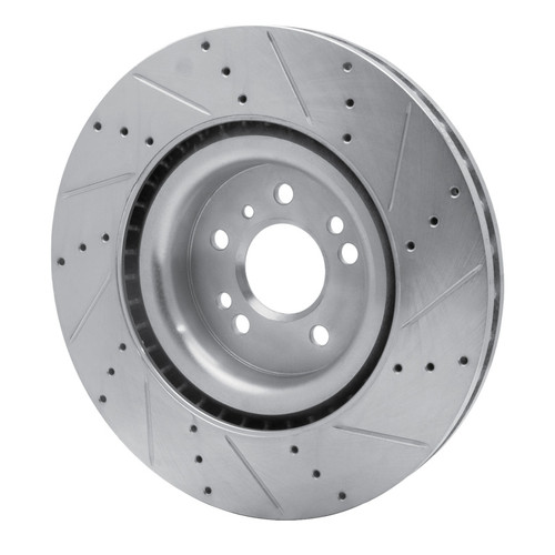 R1 13-19 Mercedes-Benz GL350 Front Left Drilled & Slotted Silver Brake Rotor