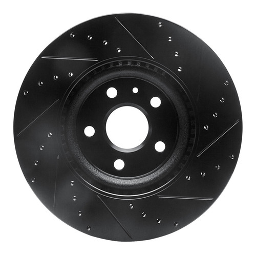 R1 08-17 Cadillac CTS Front Left Drilled & Slotted Black Brake Rotor