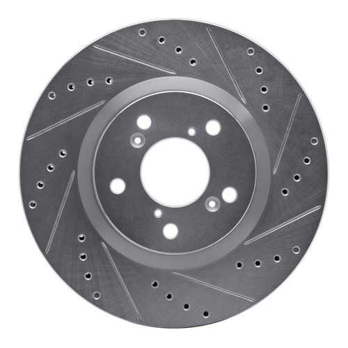 R1 09-14 Acura TL Front Right Drilled & Slotted Silver Brake Rotor