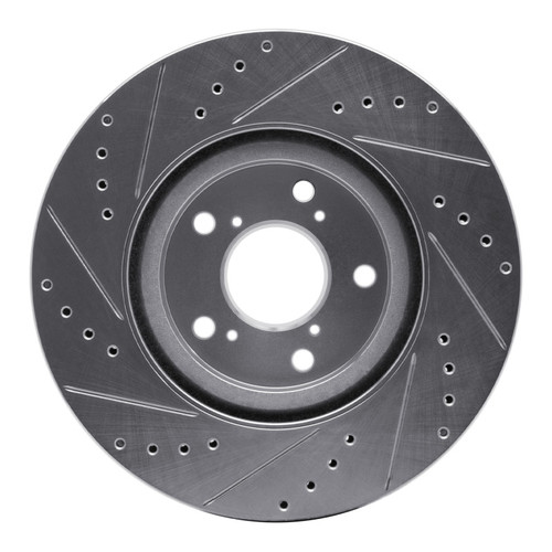 R1 09-14 Acura TL Front Right Drilled & Slotted Silver Brake Rotor