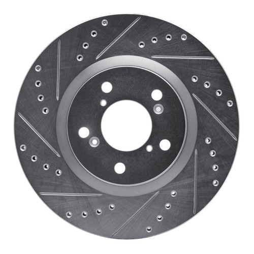 R1 09-14 Acura TL Front Left Drilled & Slotted Silver Brake Rotor