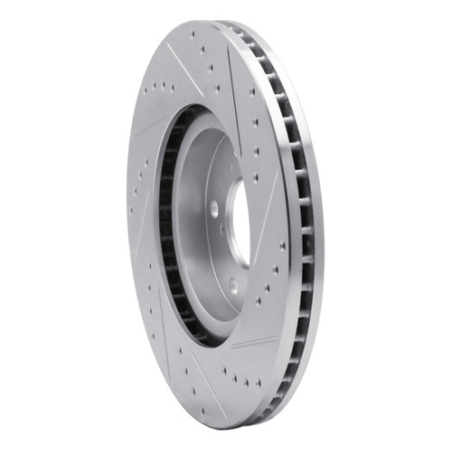 R1 09-14 Acura TL Front Left Drilled & Slotted Silver Brake Rotor