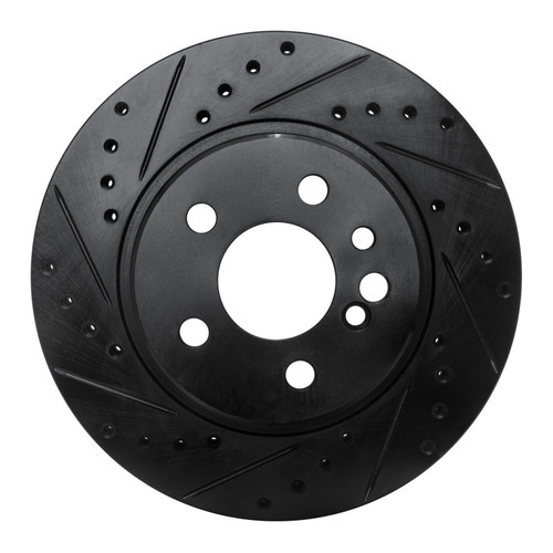 R1 92-99 Mercedes-Benz S420 Rear Left Drilled & Slotted Black Brake Rotor