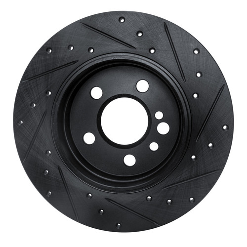 R1 91-99 Mercedes-Benz 300SE Rear Left Drilled & Slotted Black Brake Rotor