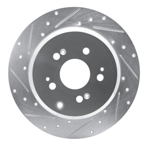 R1 07-17 Acura MDX Rear Left Drilled & Slotted Silver Brake Rotor