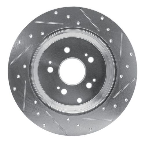 R1 07-17 Acura MDX Rear Left Drilled & Slotted Silver Brake Rotor