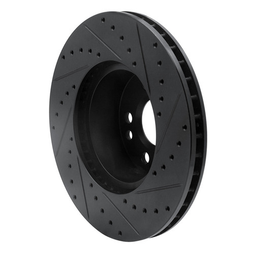 R1 91-99 Mercedes-Benz 300SD Front Left Drilled & Slotted Black Brake Rotor