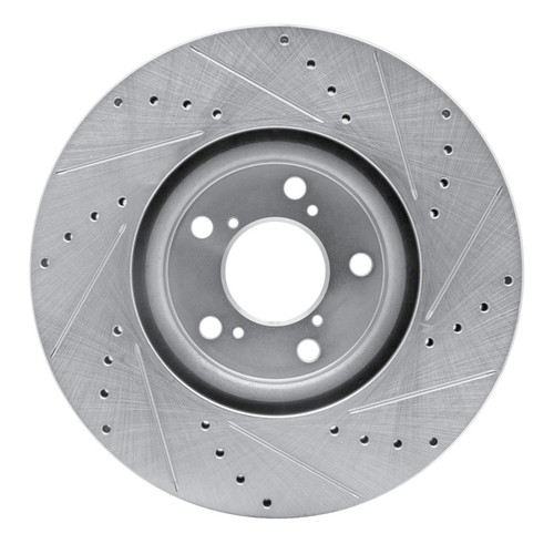 R1 07-20 Acura MDX Front Left Drilled & Slotted Silver Brake Rotor