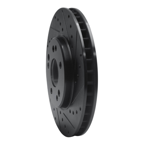 R1 90-98 Mercedes-Benz 300SL Front Right Drilled & Slotted Black Brake Rotor