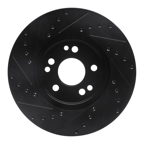 R1 90-98 Mercedes-Benz 300SL Front Right Drilled & Slotted Black Brake Rotor